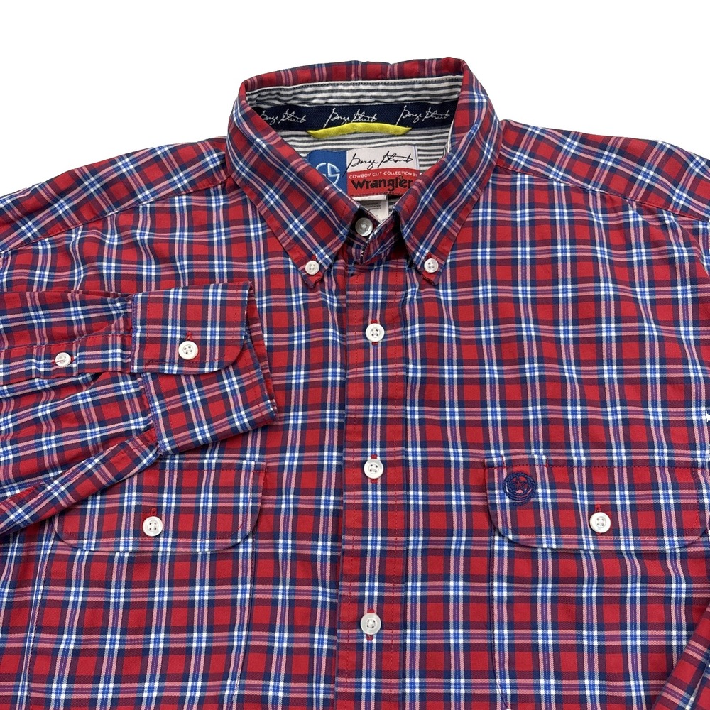 Wrangler George Strait Cowboy Cut Y2K Western Plaid Shirt L Rodeo Core